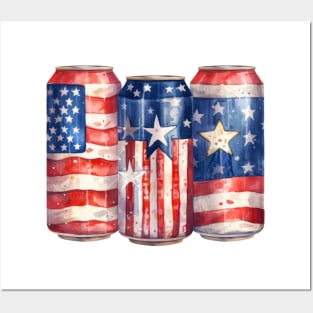 4th Of July Beer Cans Posters and Art